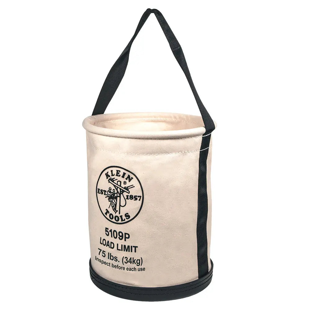 Klein Canvas Bucket, Wide Straight-Wall with Pocket, Molded Bottom, 12-Inch Klein Tools