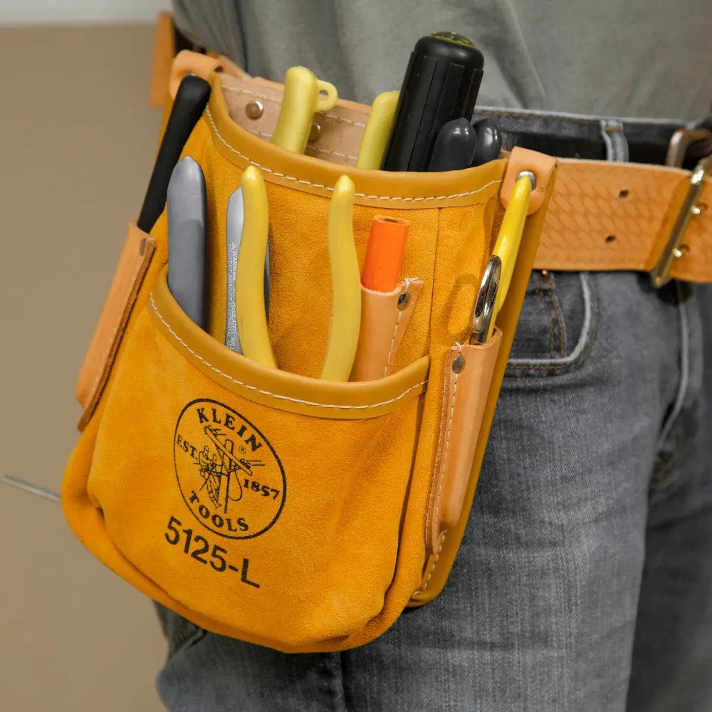 Klein Pocket Tool Pouch with Tape Thong, Leather Klein Tools
