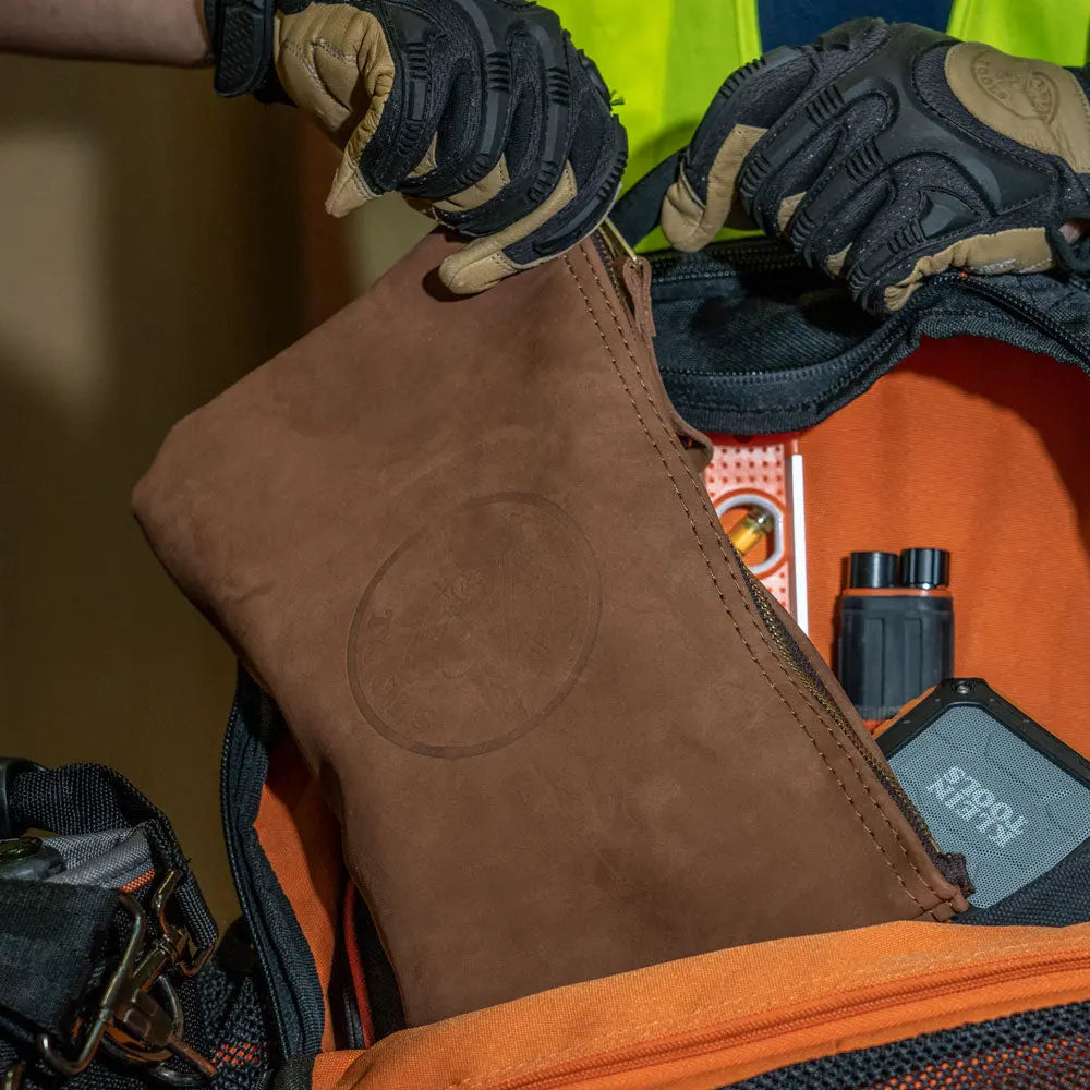 Klein Zipper Bag, Top-Grain Leather Tool Pouch, 12-1/2-Inch Klein Tools