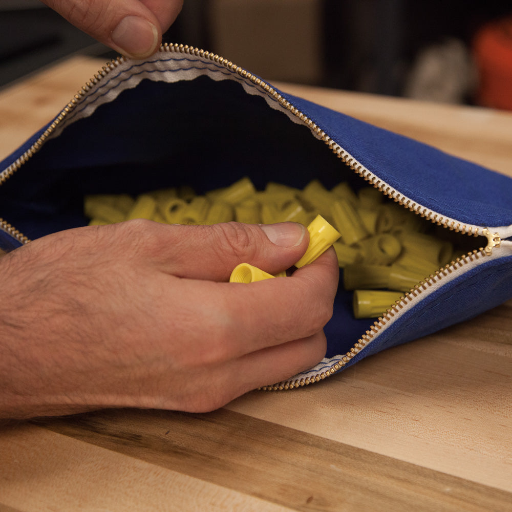 Klein Zipper Bags, Canvas Tool Pouches Olive/Orange/Blue/Yellow, 4-Pack