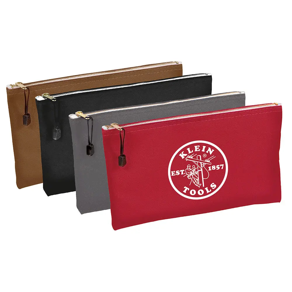 Klein Zipper Bags, Canvas Tool Pouches Brown/Black/Gray/Red, 4-Pack Klein Tools