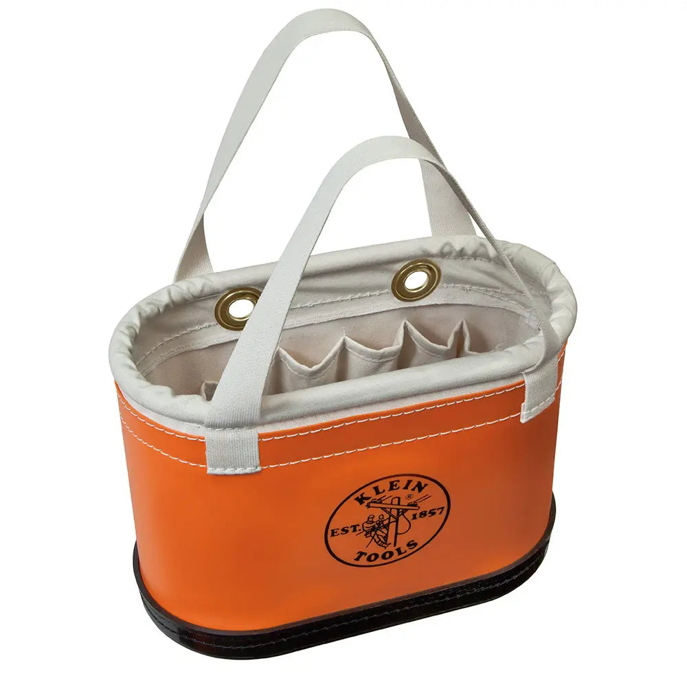 Klein Hard-Body Bucket, 14-Pocket Oval Bucket, Orange/White Klein Tools