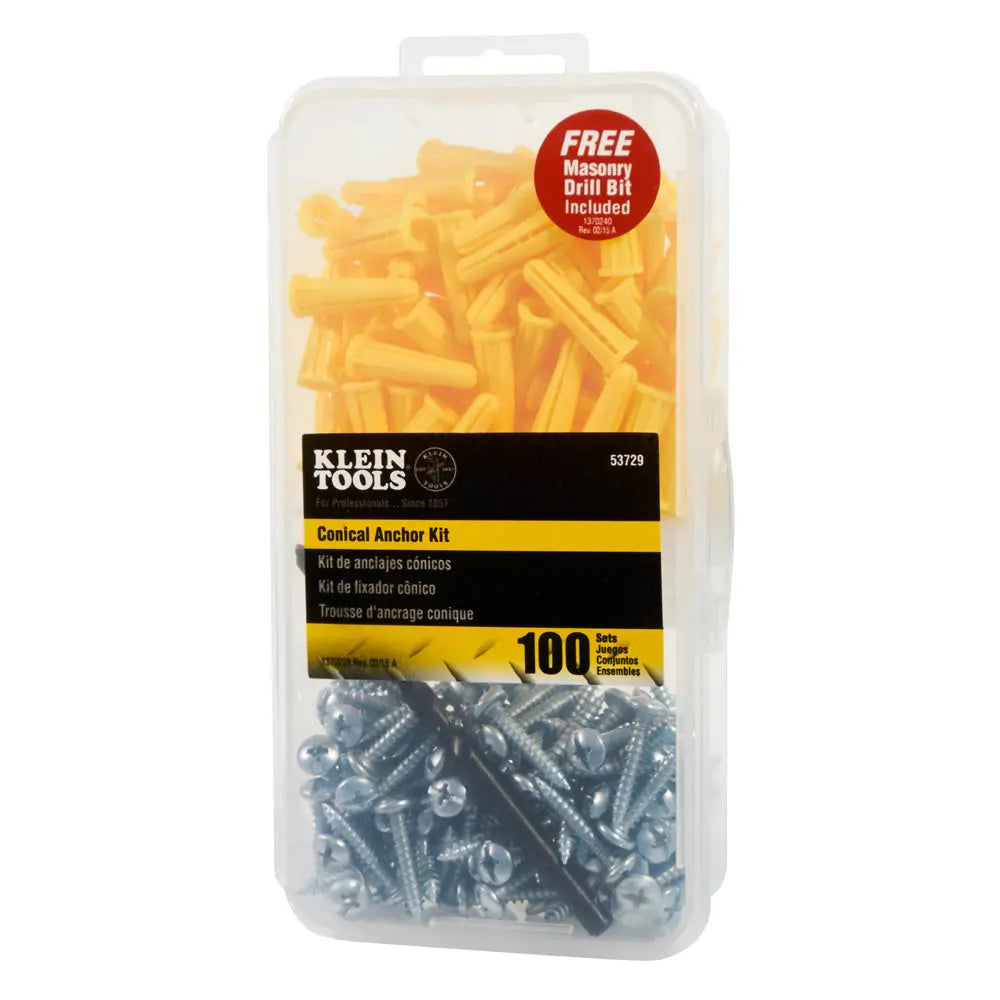 Klein Conical Anchor Kit, 100 Anchors Klein Tools