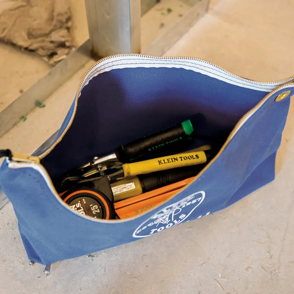 Klein Zipper Bag, Canvas Consumables Tool Pouch, Blue Klein Tools