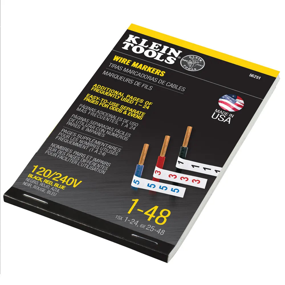 Klein Wire Marker Book, 120/240V 3 Phase 1-48 Klein Tools