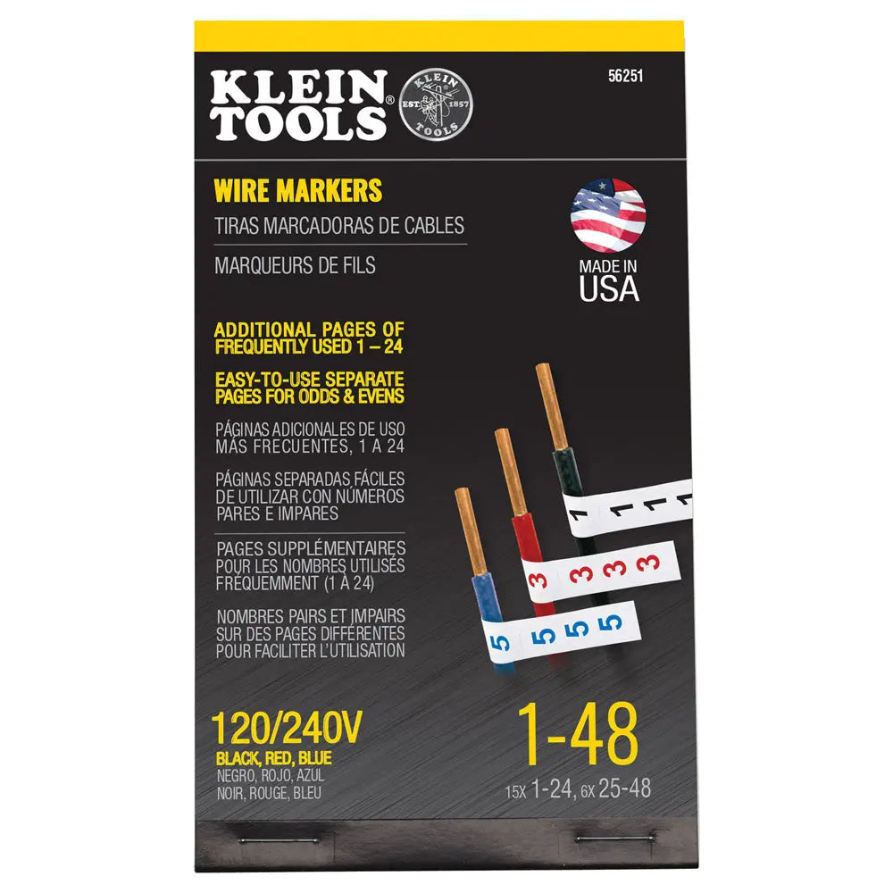 Klein Wire Marker Book, 120/240V 3 Phase 1-48 Klein Tools