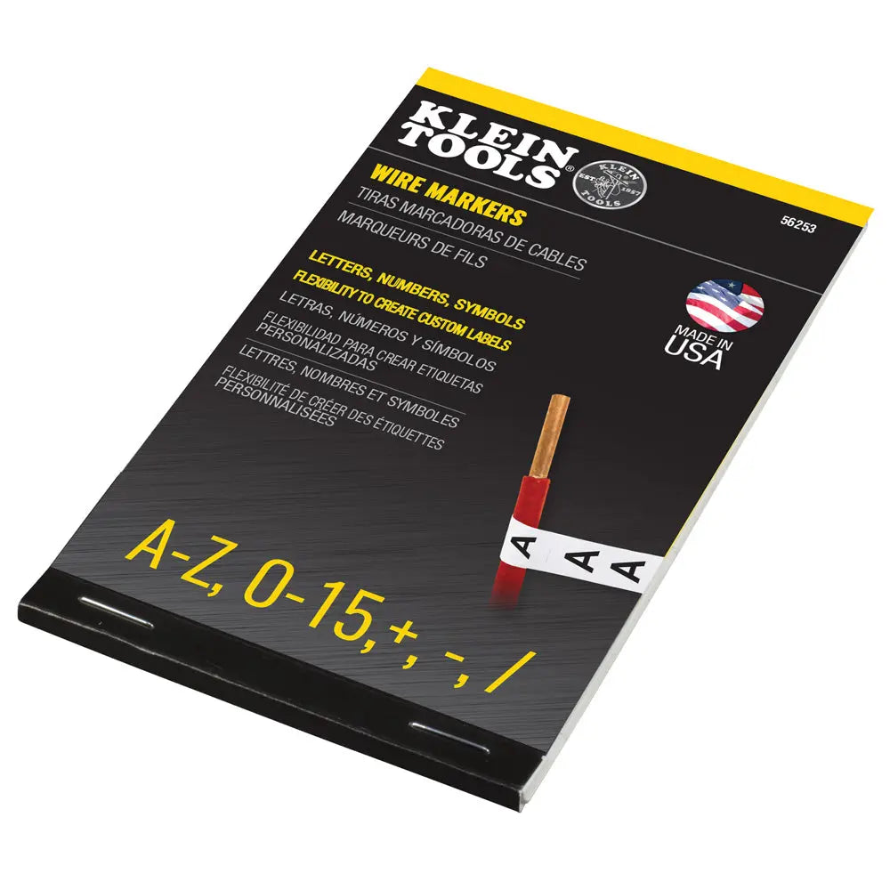 Klein Wire Marker Book, Black Letters, Numbers, and Symbols Klein Tools