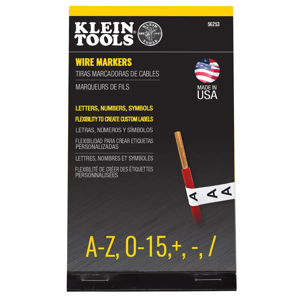 Klein Wire Marker Book, Black Letters, Numbers, and Symbols Klein Tools