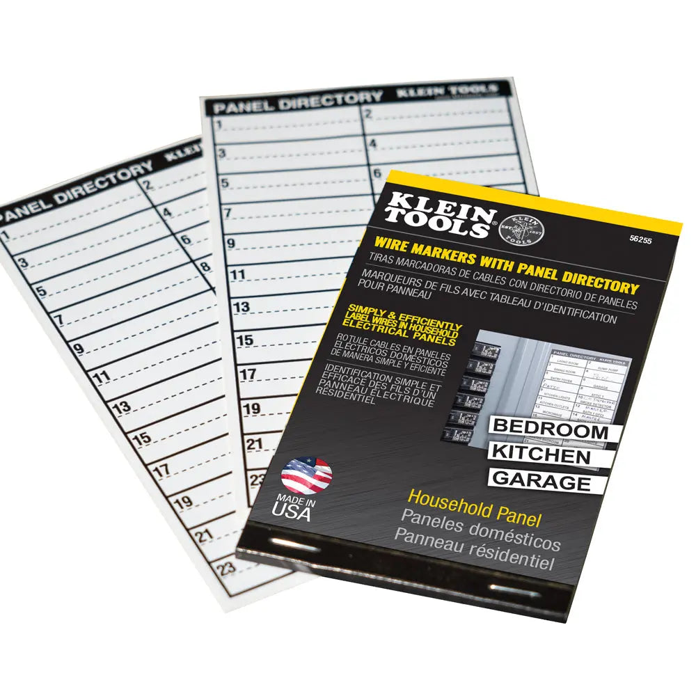 Klein Wire Markers, Household Electric Panel w/Directory Klein Tools