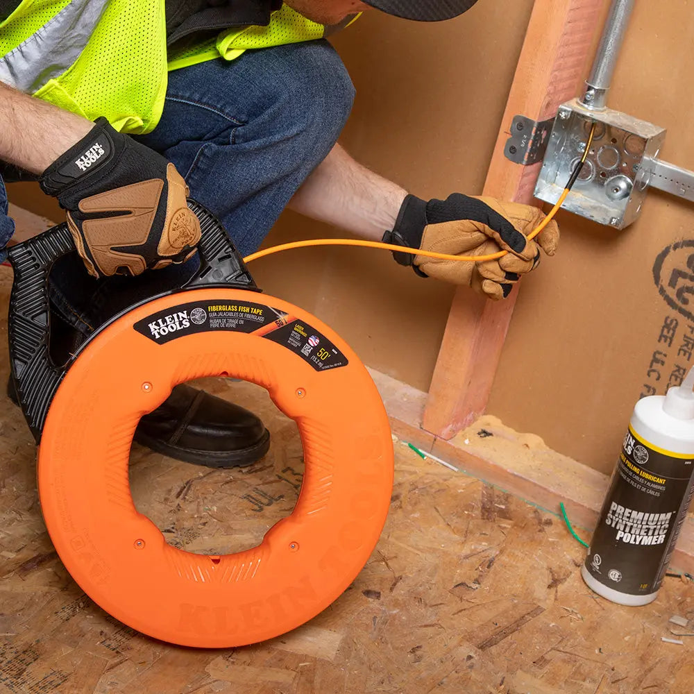 Klein Fiberglass Fish Tape with Spiral Steel Leader, 50-Foot Klein Tools