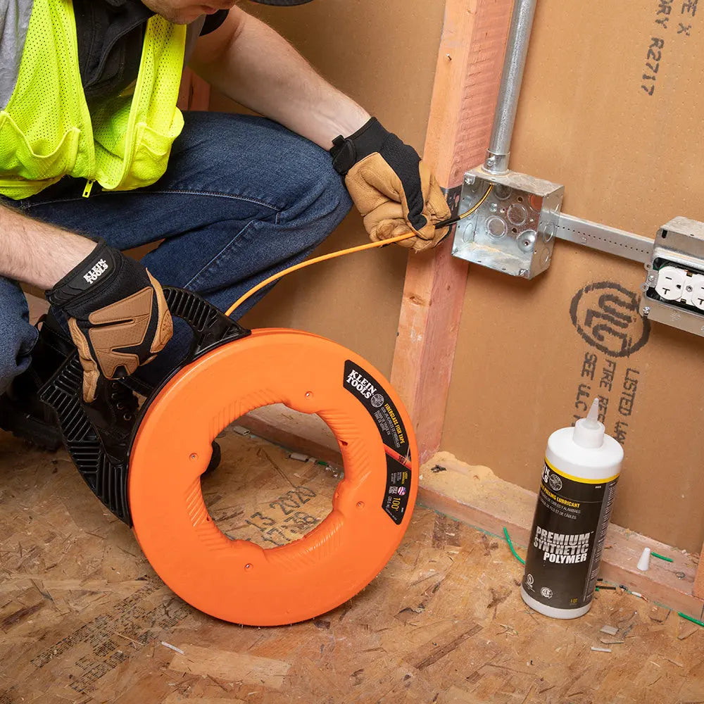 Klein Fiberglass Fish Tape with Spiral Steel Leader, 100-Foot Klein Tools