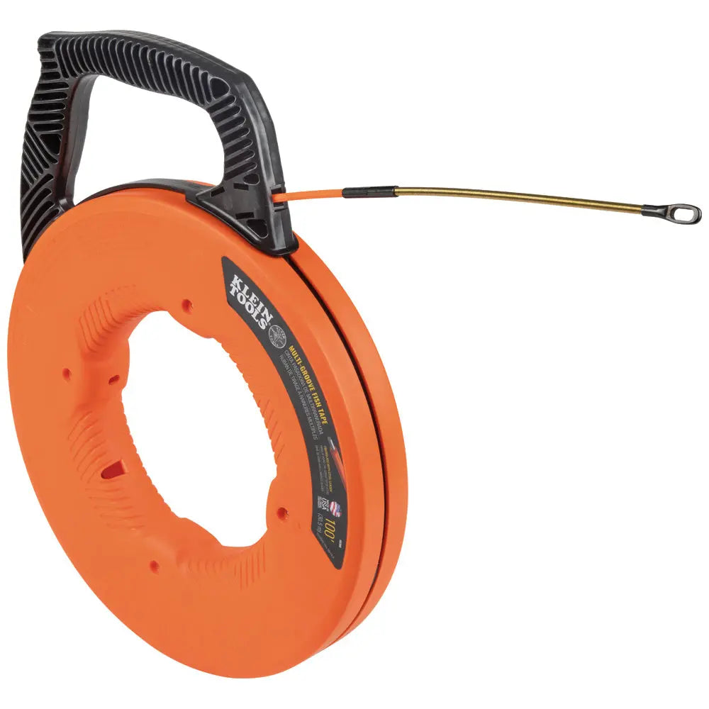 Klein Multi-Groove Fiberglass Fish Tape with Spiral Steel Leader, 100-Foot Klein Tools