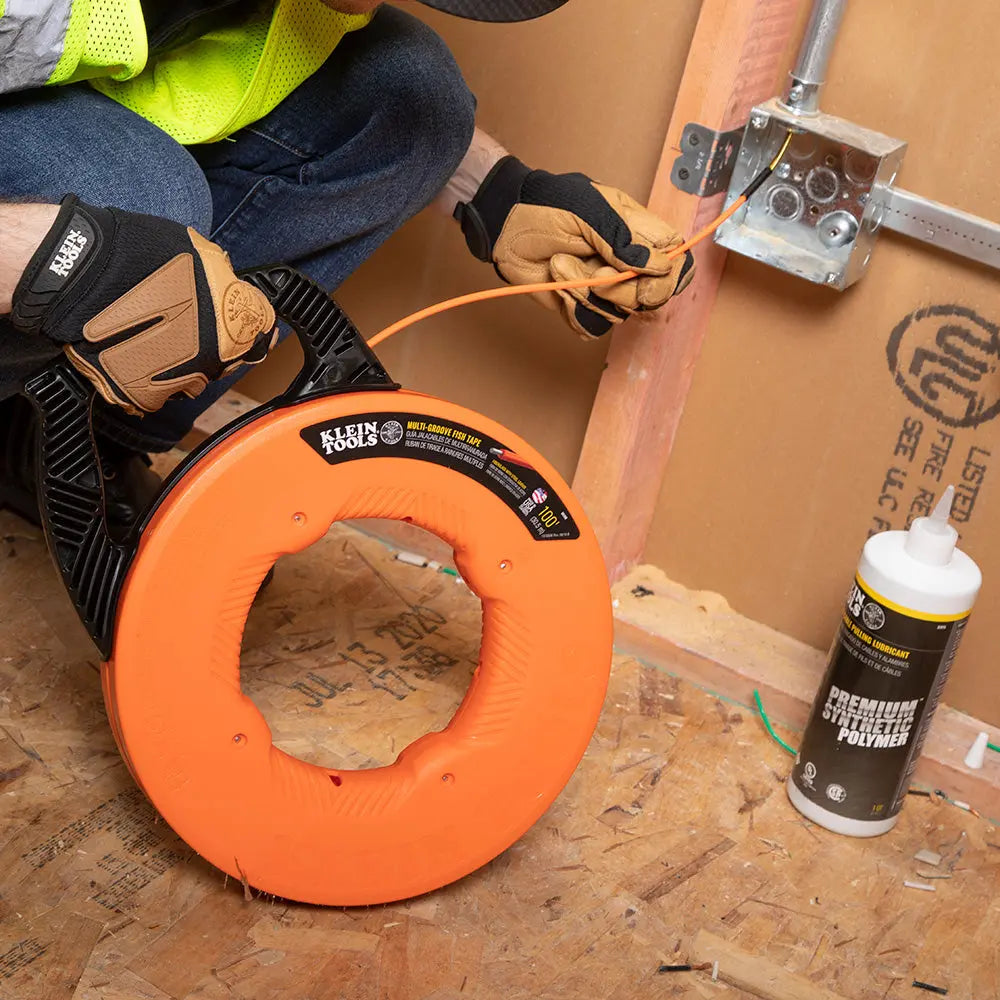 Klein Multi-Groove Fiberglass Fish Tape with Spiral Steel Leader, 100-Foot Klein Tools