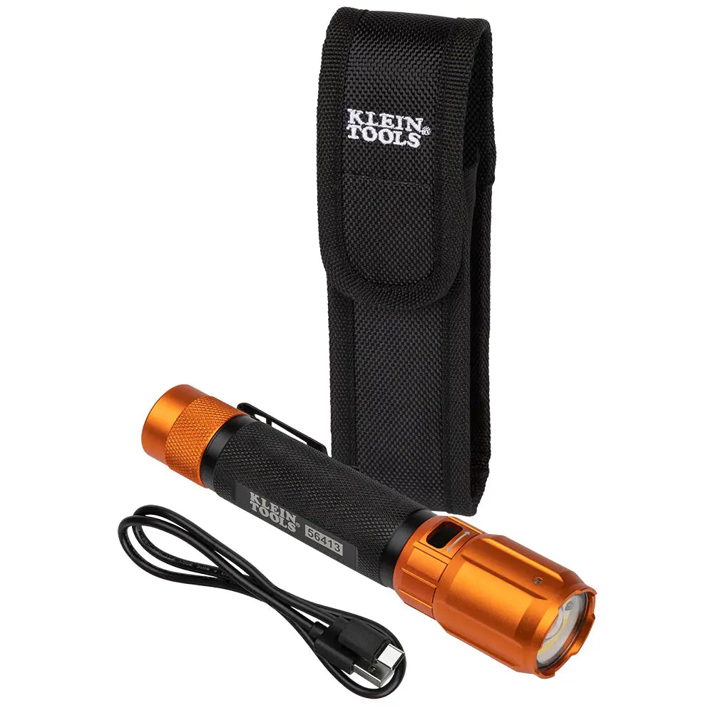 Klein Rechargeable 2-Color LED Flashlight with Holster Klein Tools