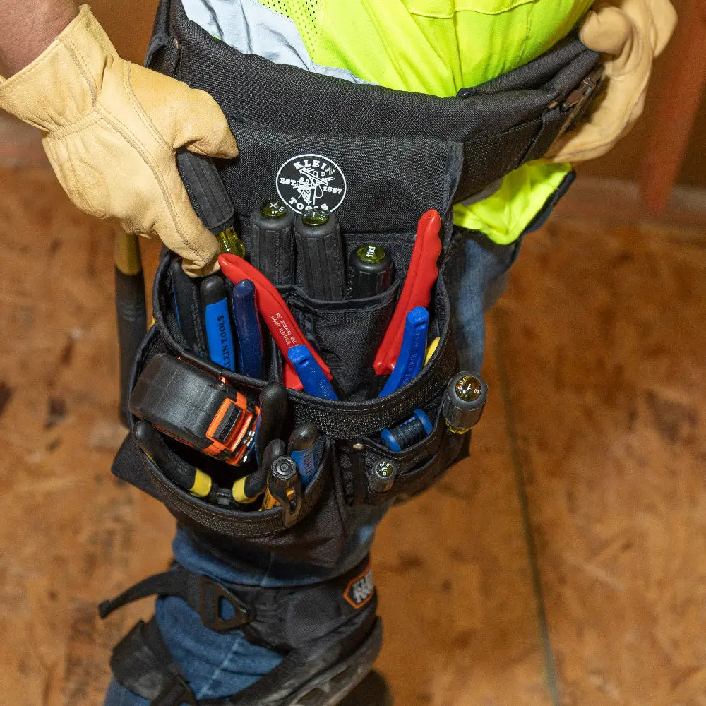 Klein Tool Pouch, PowerLine™ Series 8-Pocket Tool Pouch, Black Nylon Klein Tools