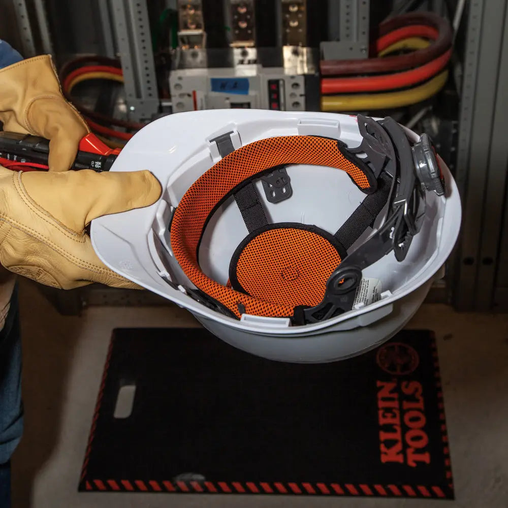 Klein Hard Hat, Non-Vented, Cap Style, White Klein Tools
