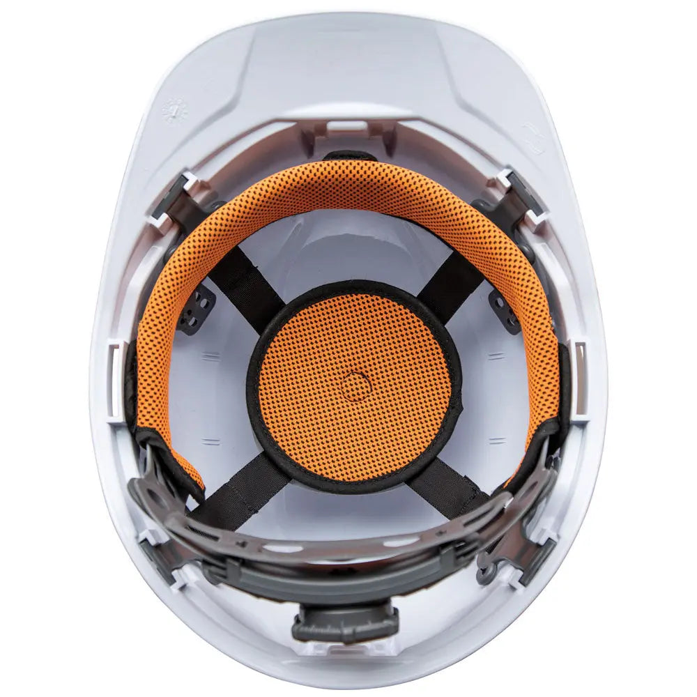 Klein Hard Hat, Non-Vented, Cap Style with Rechargeable Headlamp, White Klein Tools