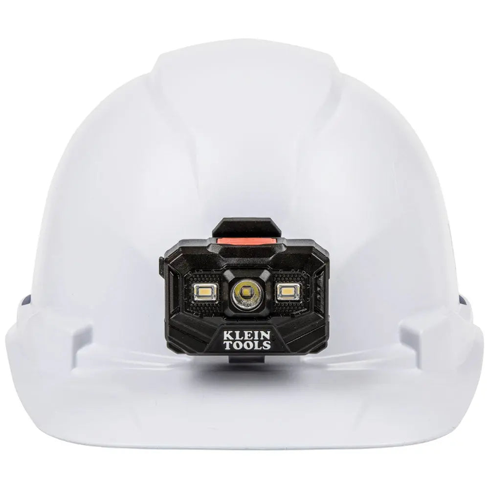 Klein Hard Hat, Non-Vented, Cap Style with Rechargeable Headlamp, White Klein Tools