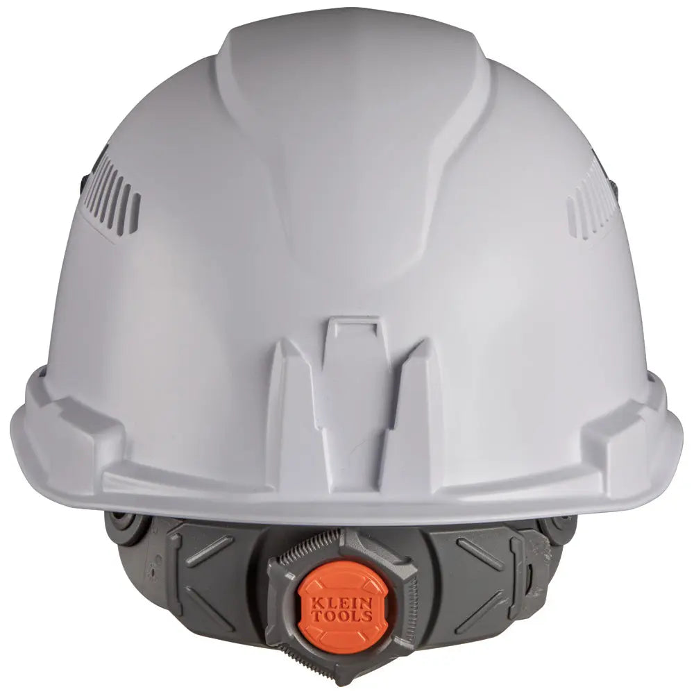 Klein Hard Hat, Vented, Cap Style with Rechargeable Headlamp, White Klein Tools