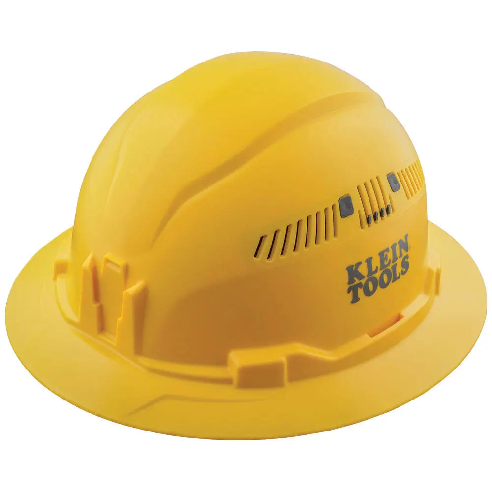 Klein Hard Hat, Vented, Full Brim Style, Yellow Klein Tools