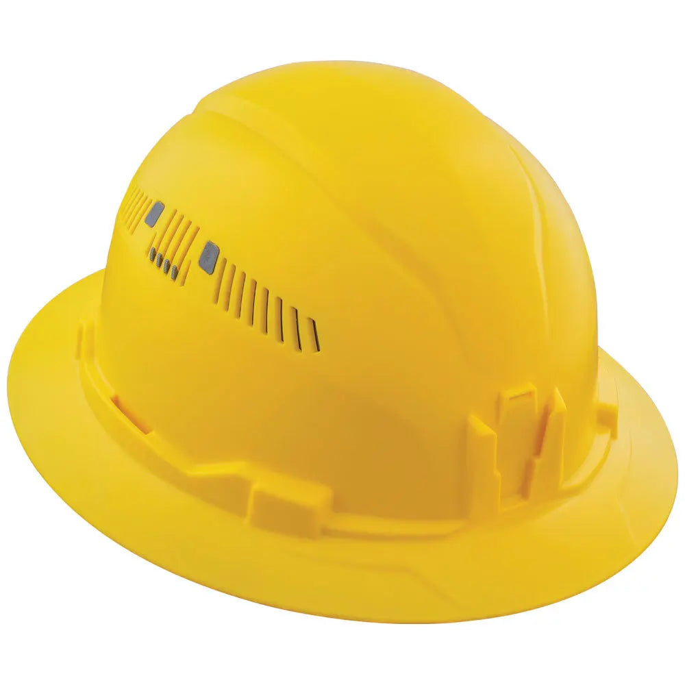 Klein Hard Hat, Vented, Full Brim Style, Yellow Klein Tools