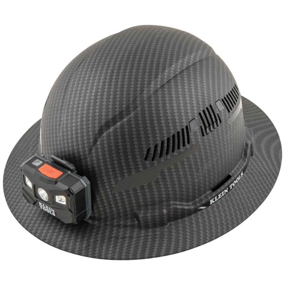 Klein Hard Hat, Premium KARBN™ Pattern, Vented Full Brim, Class C, Lamp Klein Tools