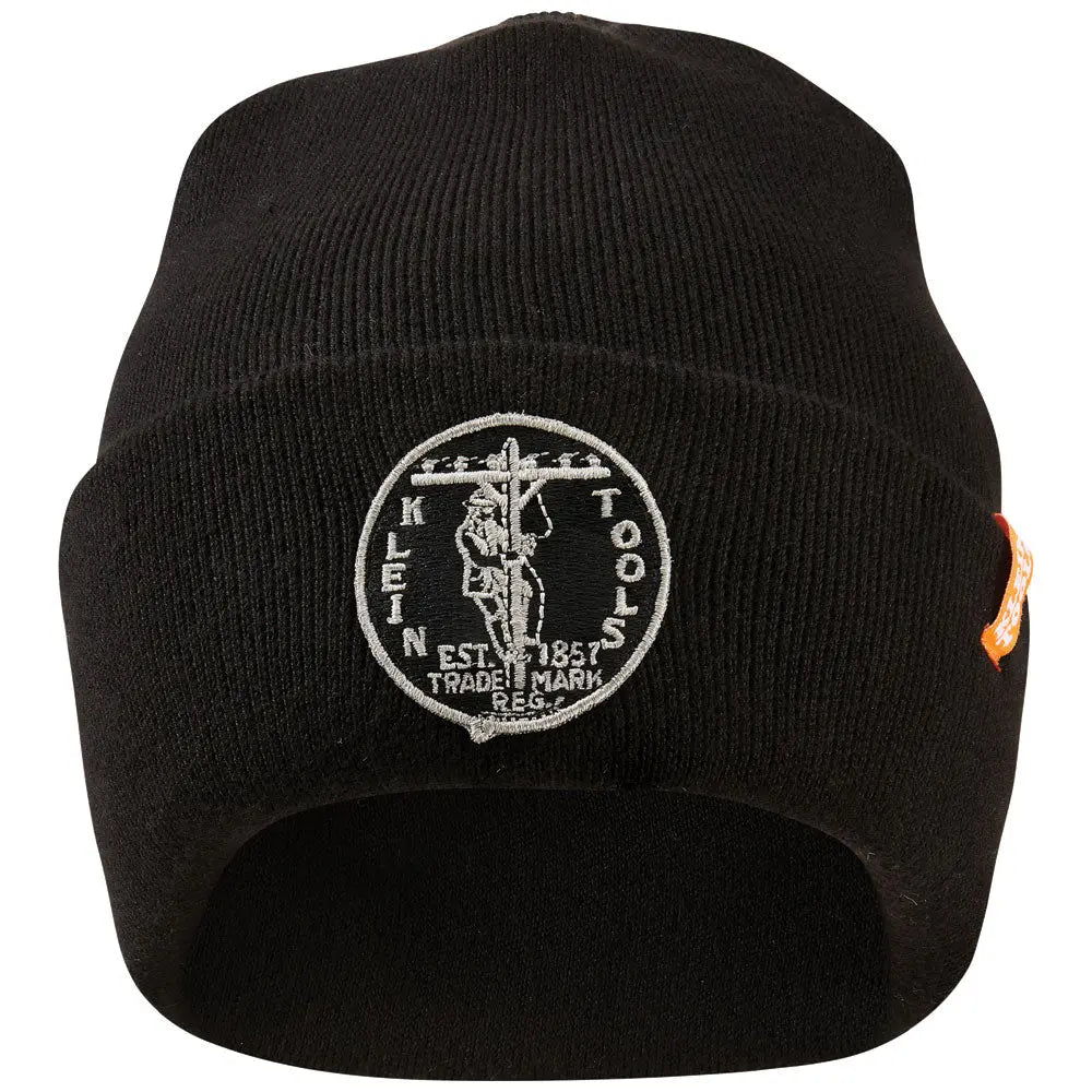 Klein Heavy Knit Hat, Black, Vintage Patch Logo Klein Tools