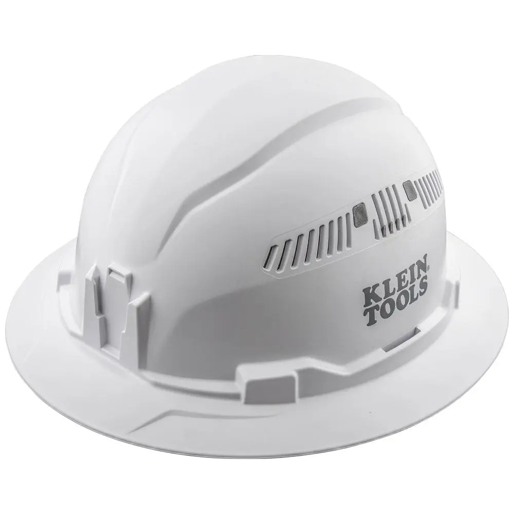 Klein Hard Hat, Vented, Full Brim Style, White Klein Tools
