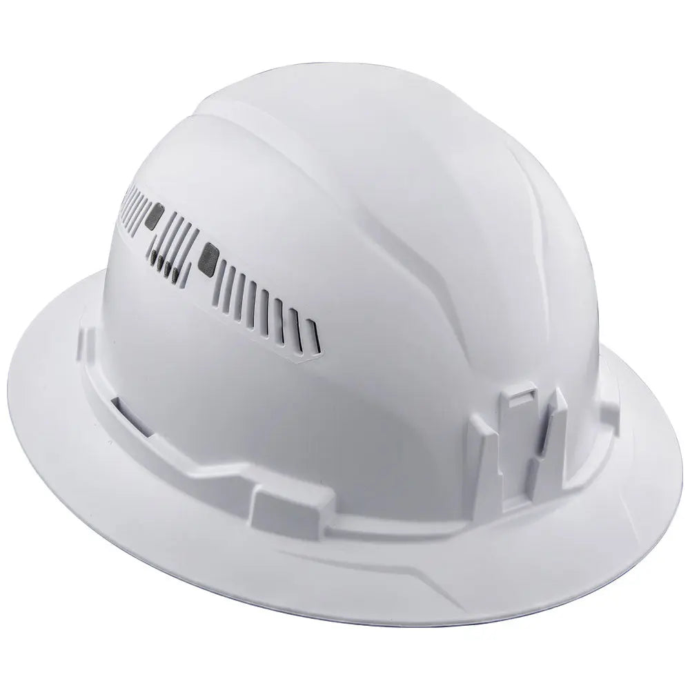 Klein Hard Hat, Vented, Full Brim Style, White Klein Tools