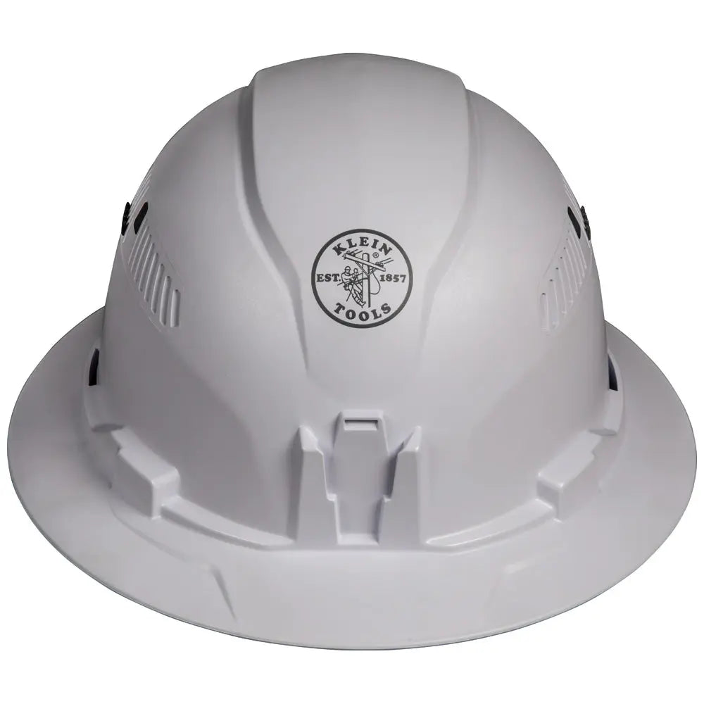 Klein Hard Hat, Vented, Full Brim Style, White Klein Tools