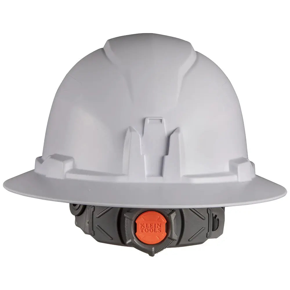 Klein Hard Hat, Non-Vented, Full Brim with Rechargeable Headlamp, White Klein Tools