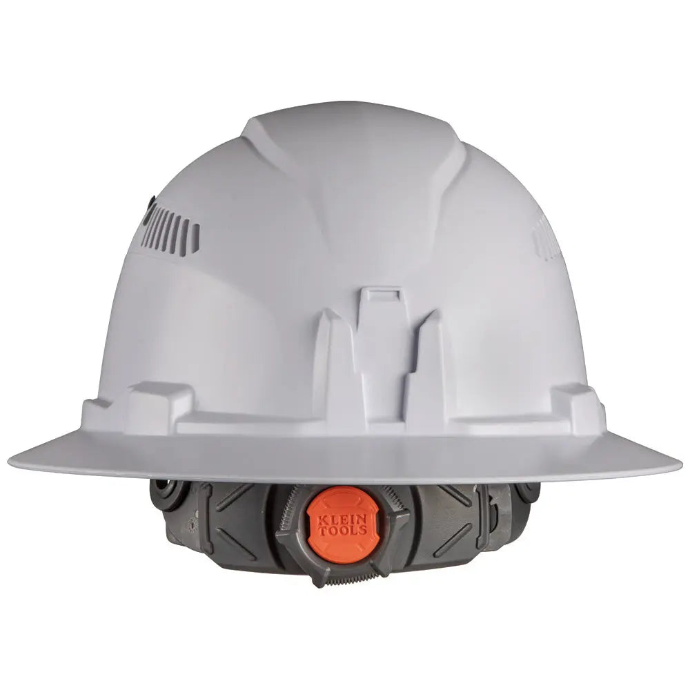Klein Hard Hat, Vented, Full Brim with Rechargeable Headlamp, White Klein Tools