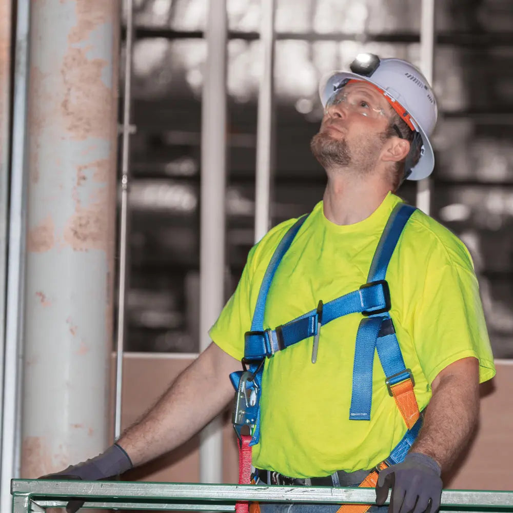 Klein Hard Hat, Vented, Full Brim with Rechargeable Headlamp, White Klein Tools
