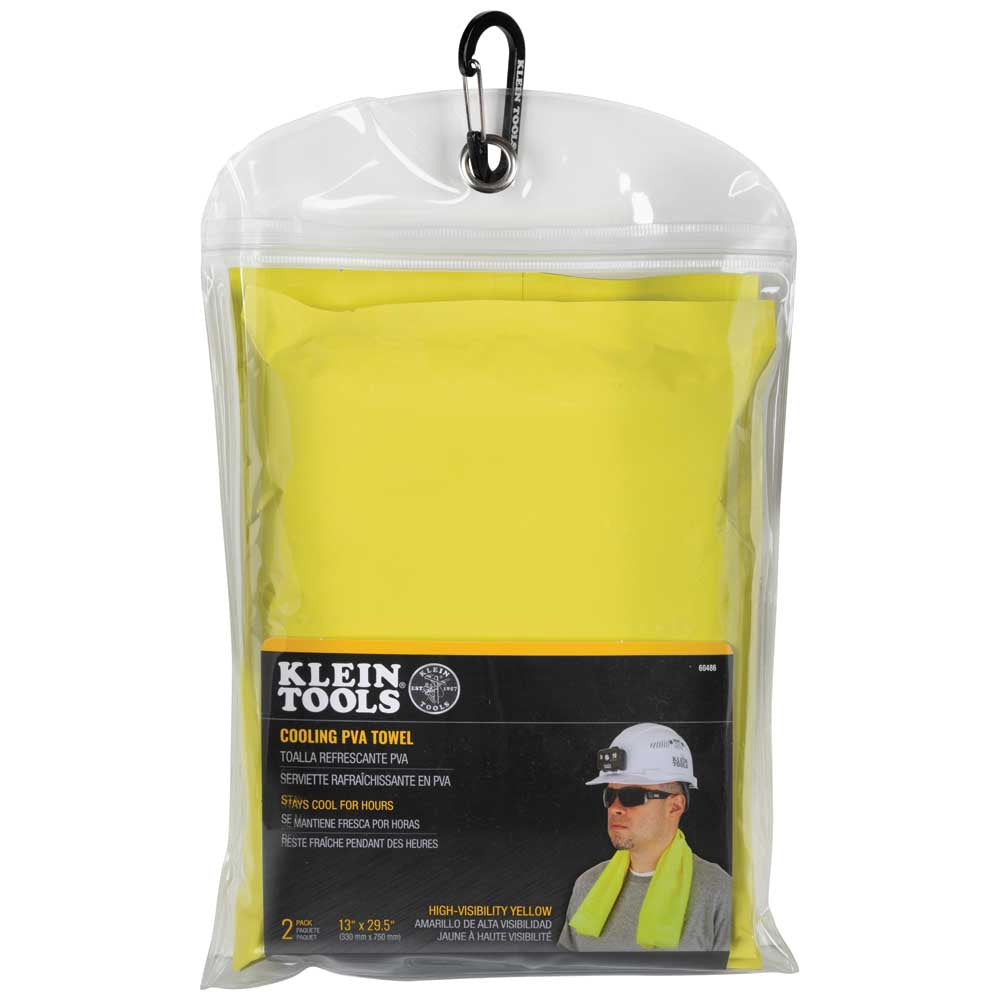 Klein Cooling PVA Towel, High-Visibility Yellow, 2-Pack
