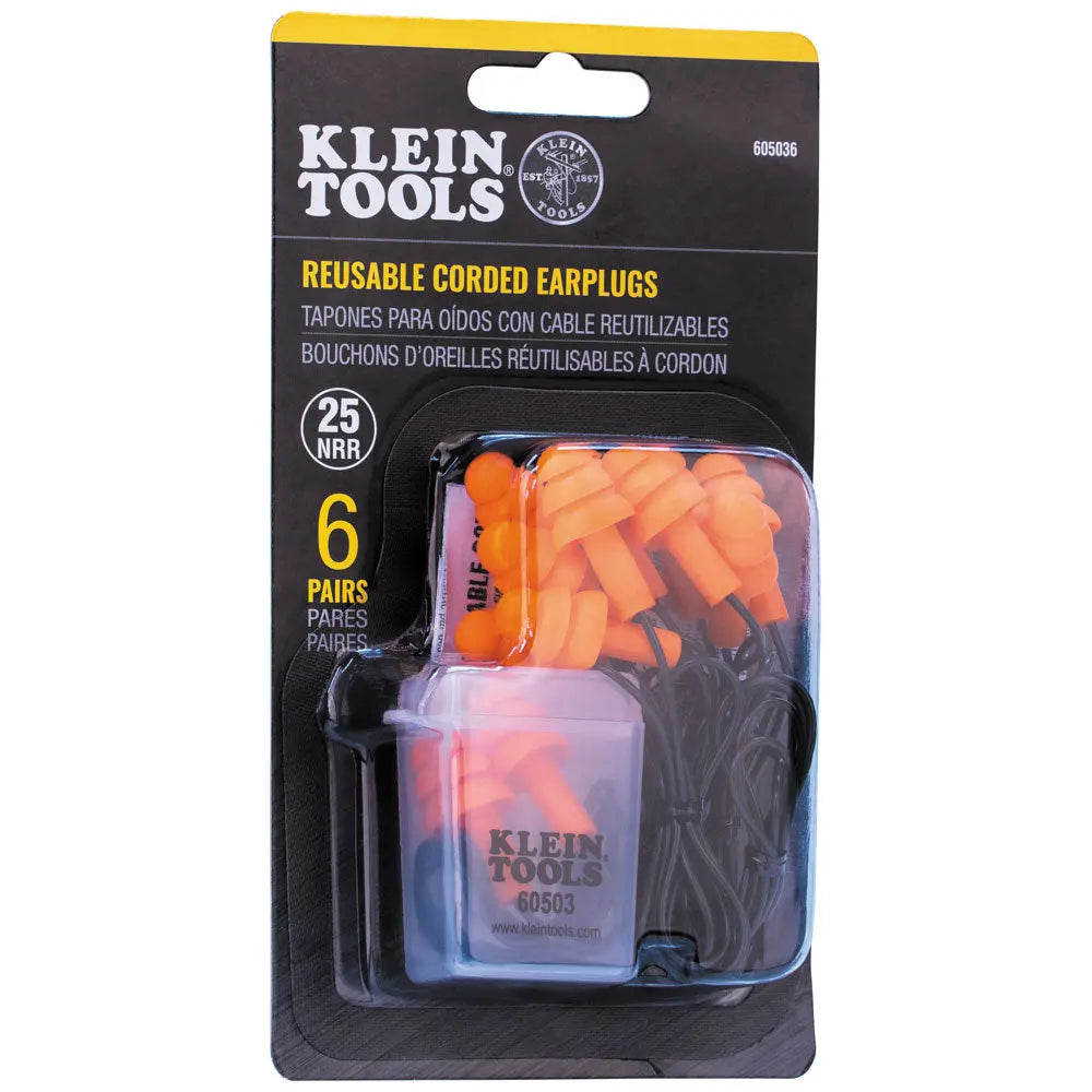 Klein Corded Earplugs, 6-Pair Pack Klein Tools