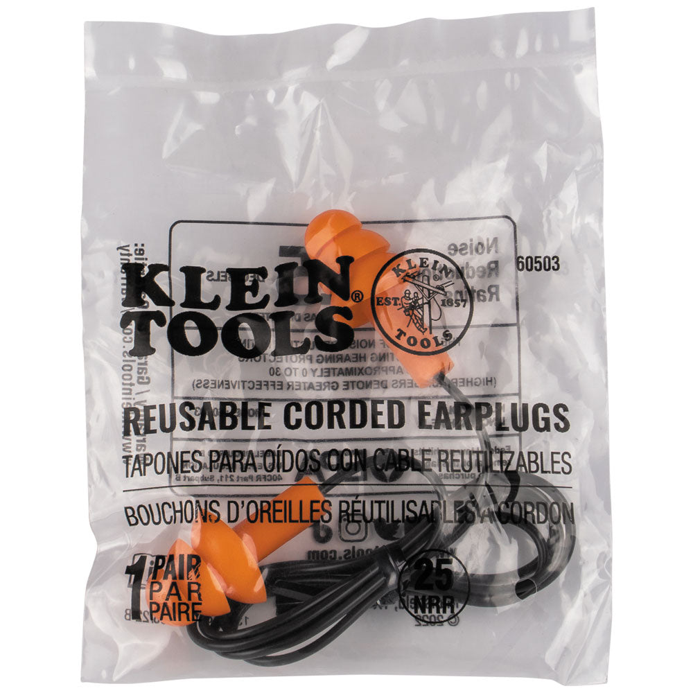Klein Corded Earplugs, 50-Pair Dispenser Pack