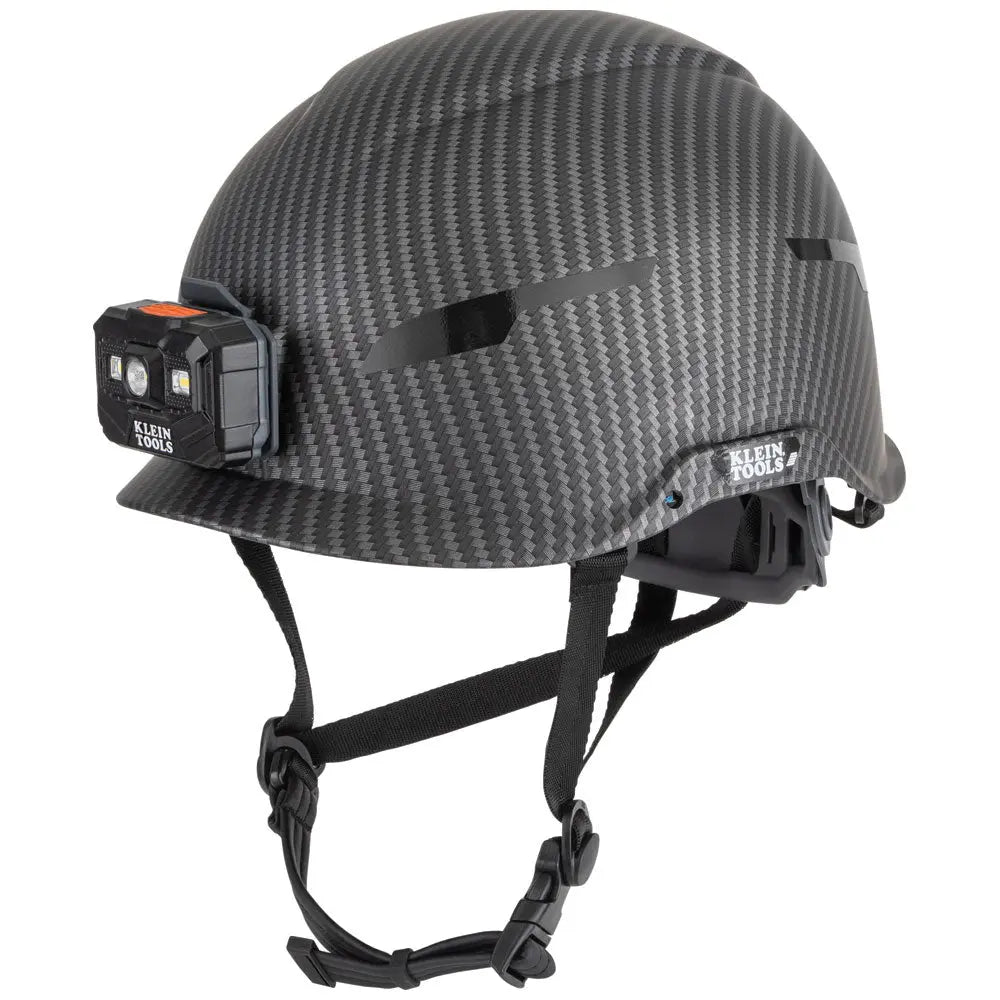 Klein Safety Helmet, Premium KARBN™ Pattern, Non-Vented, Class E, Headlamp Klein Tools