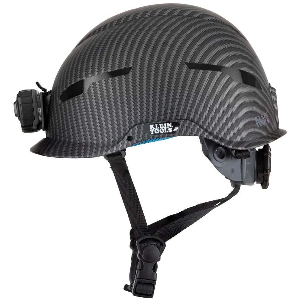 Klein Safety Helmet, Premium KARBN™ Pattern, Non-Vented, Class E, Headlamp