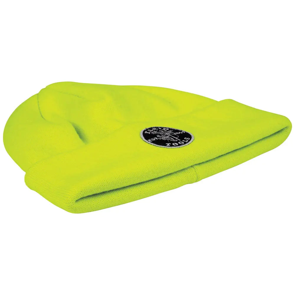Klein Heavy Knit Hat, High-Visibility Yellow, Patch Logo Klein Tools