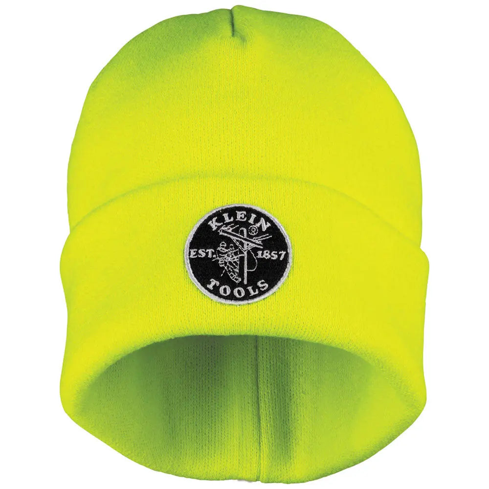 Klein Heavy Knit Hat, High-Visibility Yellow, Patch Logo Klein Tools