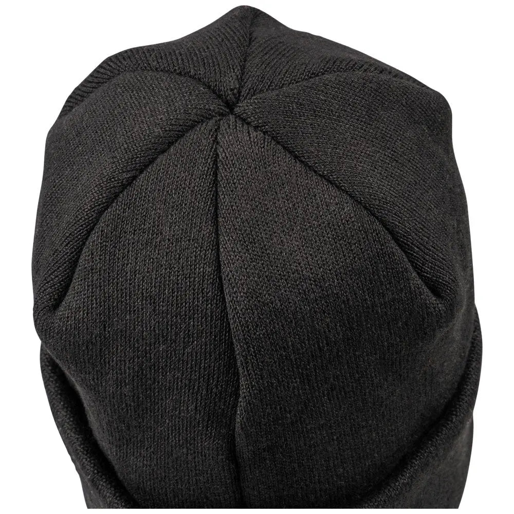 Klein Heavy Knit Hat, Black, Leather Logo Klein Tools