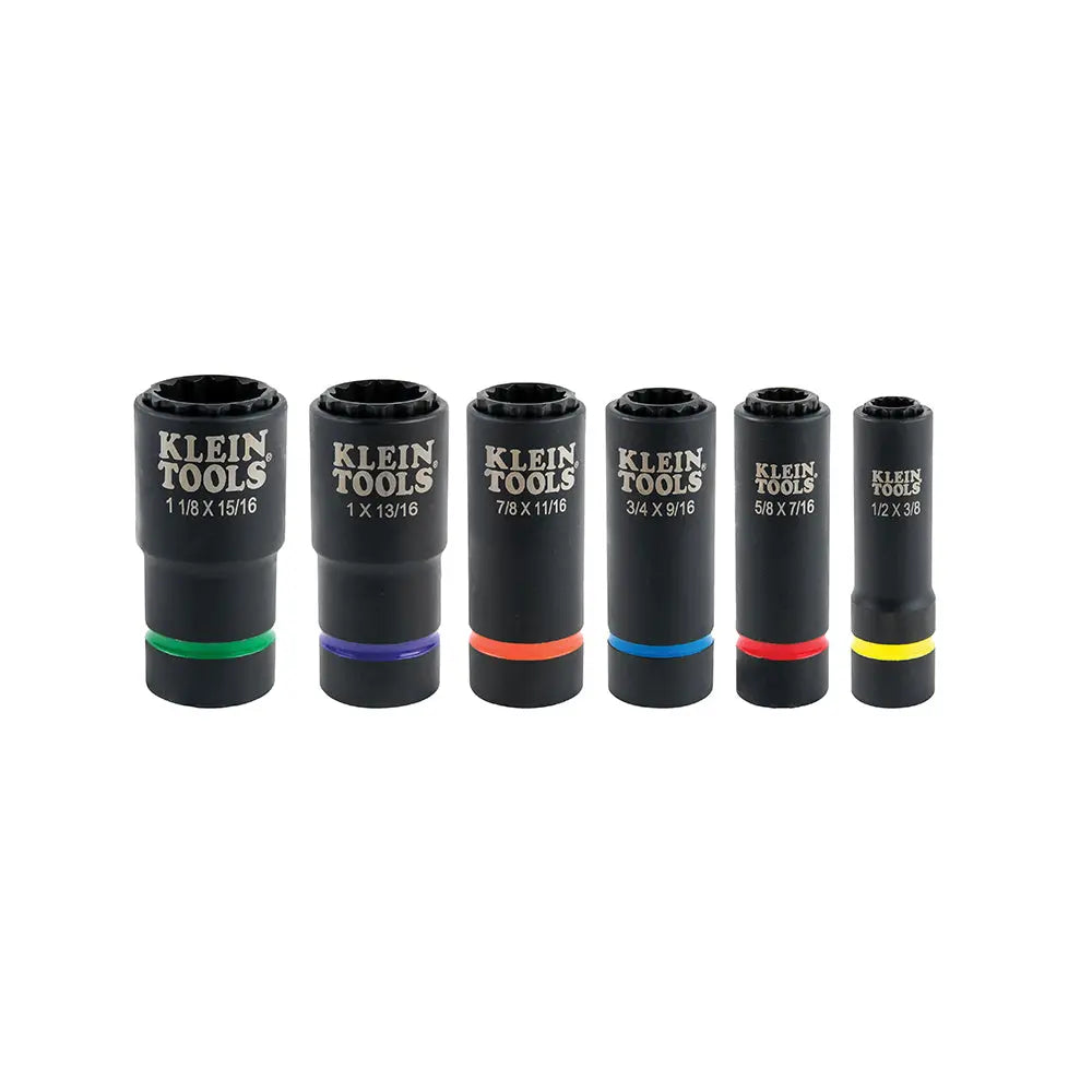 Klein 2-In-1 Impact Socket Set, 12-Point, 6-Piece Klein Tools