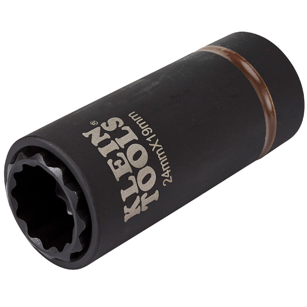 Klein 2-in-1 Metric Impact Socket, 12-Point, 24 x 19 mm