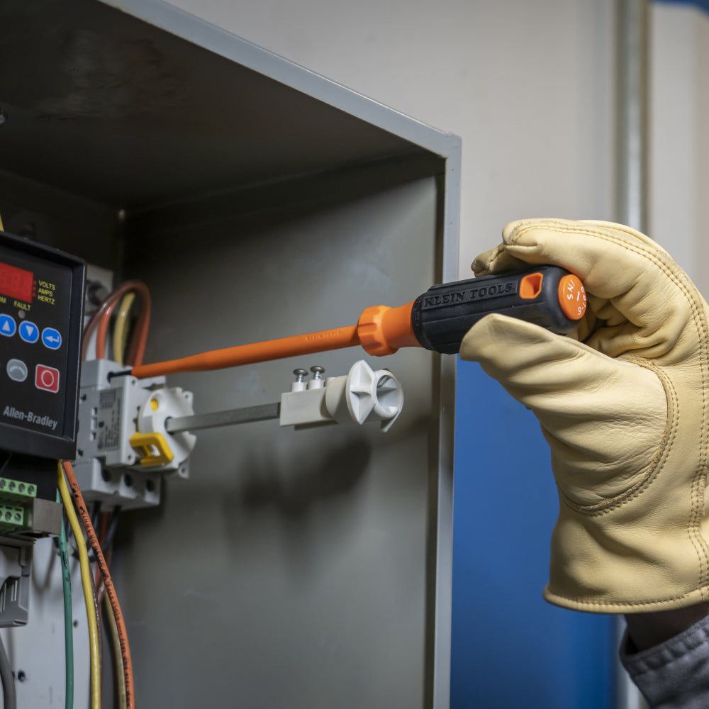 Klein Insulated Screwdriver, 3/16-Inch Cabinet Tip, 6-Inch Round Shank