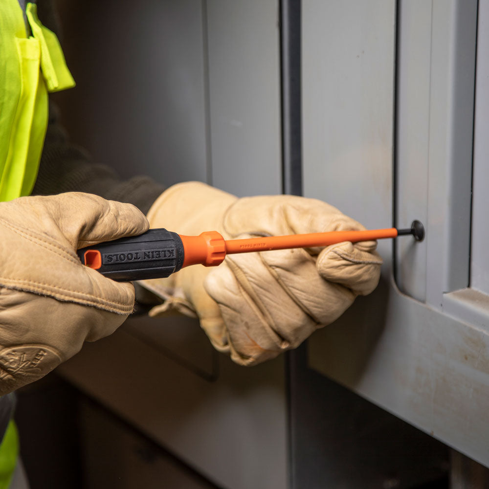 Klein Insulated Screwdriver, 3/16-Inch Cabinet Tip, 6-Inch Round Shank