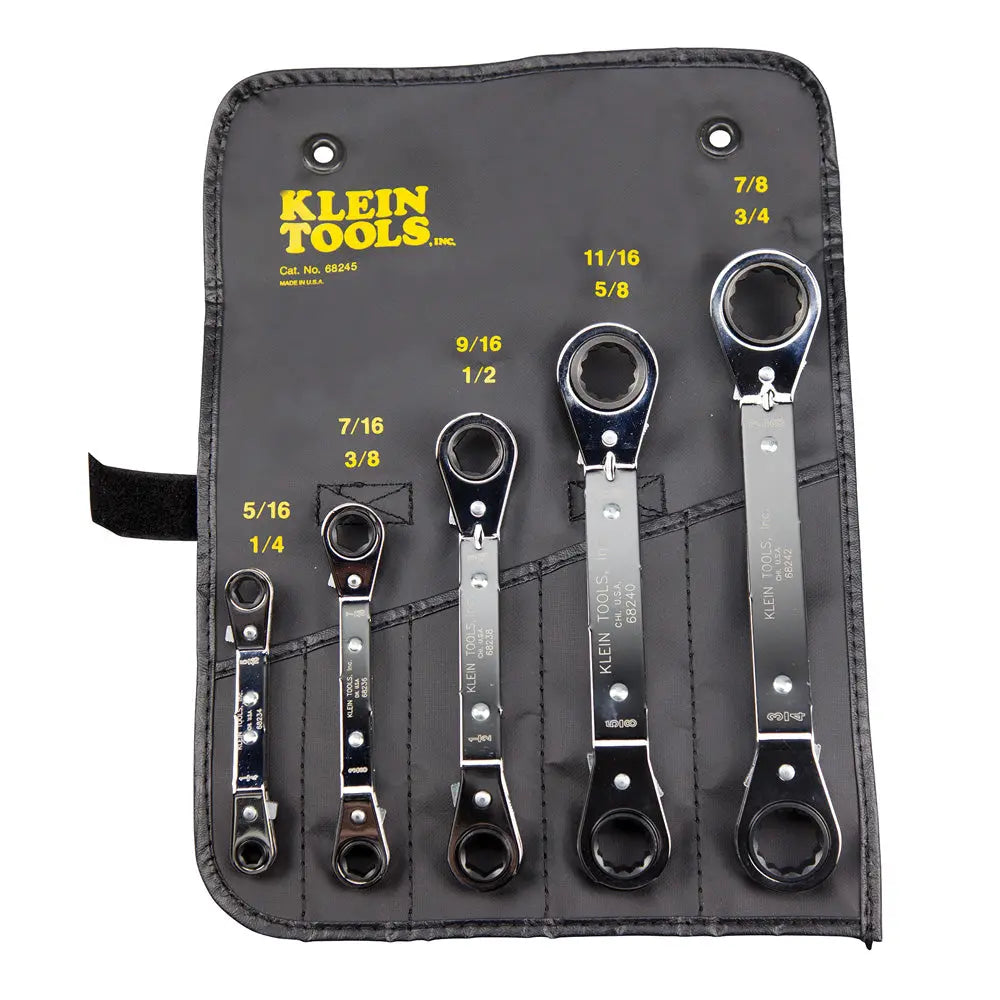 Klein Reversible Ratcheting Box Wrench Set, 5-Piece Klein Tools