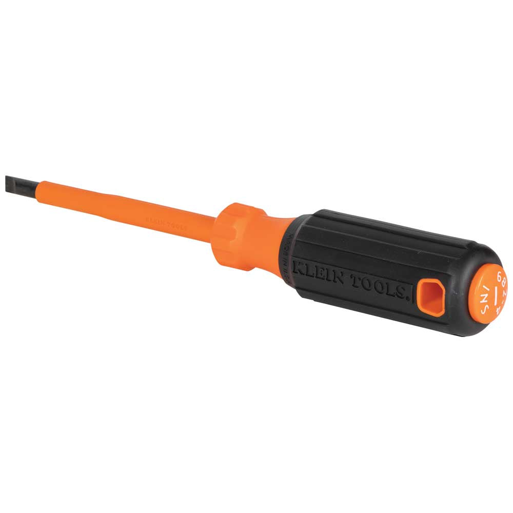 Klein Insulated Screwdriver, 1/4-Inch Cabinet Tip, 4-Inch Round Shank