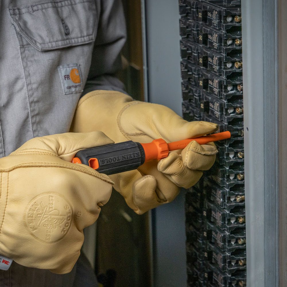 Klein Insulated Screwdriver, 1/4-Inch Cabinet Tip, 4-Inch Round Shank