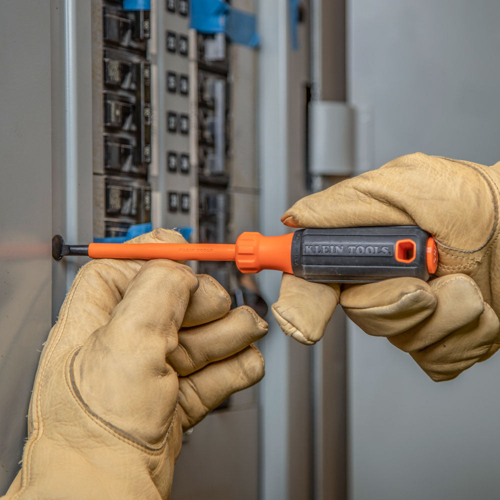 Klein Insulated Screwdriver, 1/4-Inch Cabinet Tip, 4-Inch Round Shank
