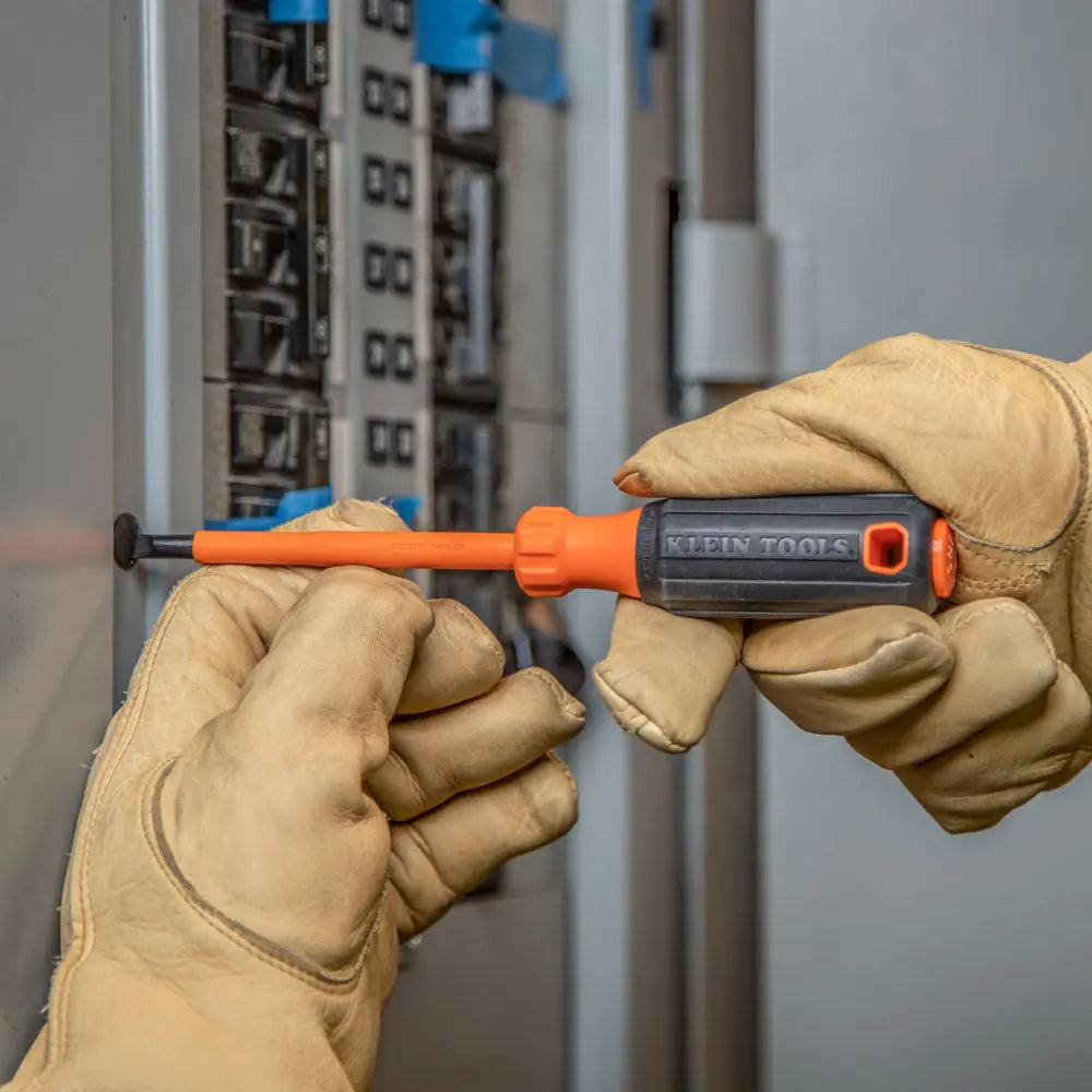 Klein Insulated Screwdriver, 1/4-Inch Cabinet Tip, 4-Inch Round Shank Klein Tools